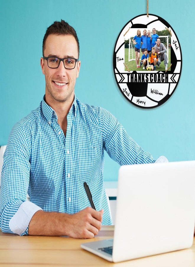 Cinnvoice مجموعة سينفويس من 4 إطارات صور لشكر مدرب كرة القدم مع أقلام توقيع، تناسب صورًا مقاس 4 × 6 بوصات، إطار صور خشبي، هدية شكر من مدربي الفريق، لوحة تقديرية لقاعدة الملعب الرئيسية. - Image 5